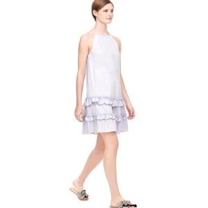 REBECCA TAYLOR Cotton Sateen purple ruffle Tank Dress womens 2